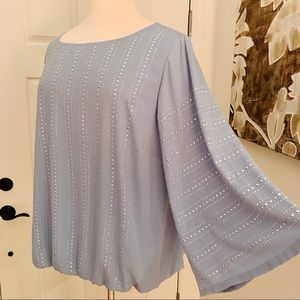 Alfani Periwinkle Embellished Angel Sleeve Top